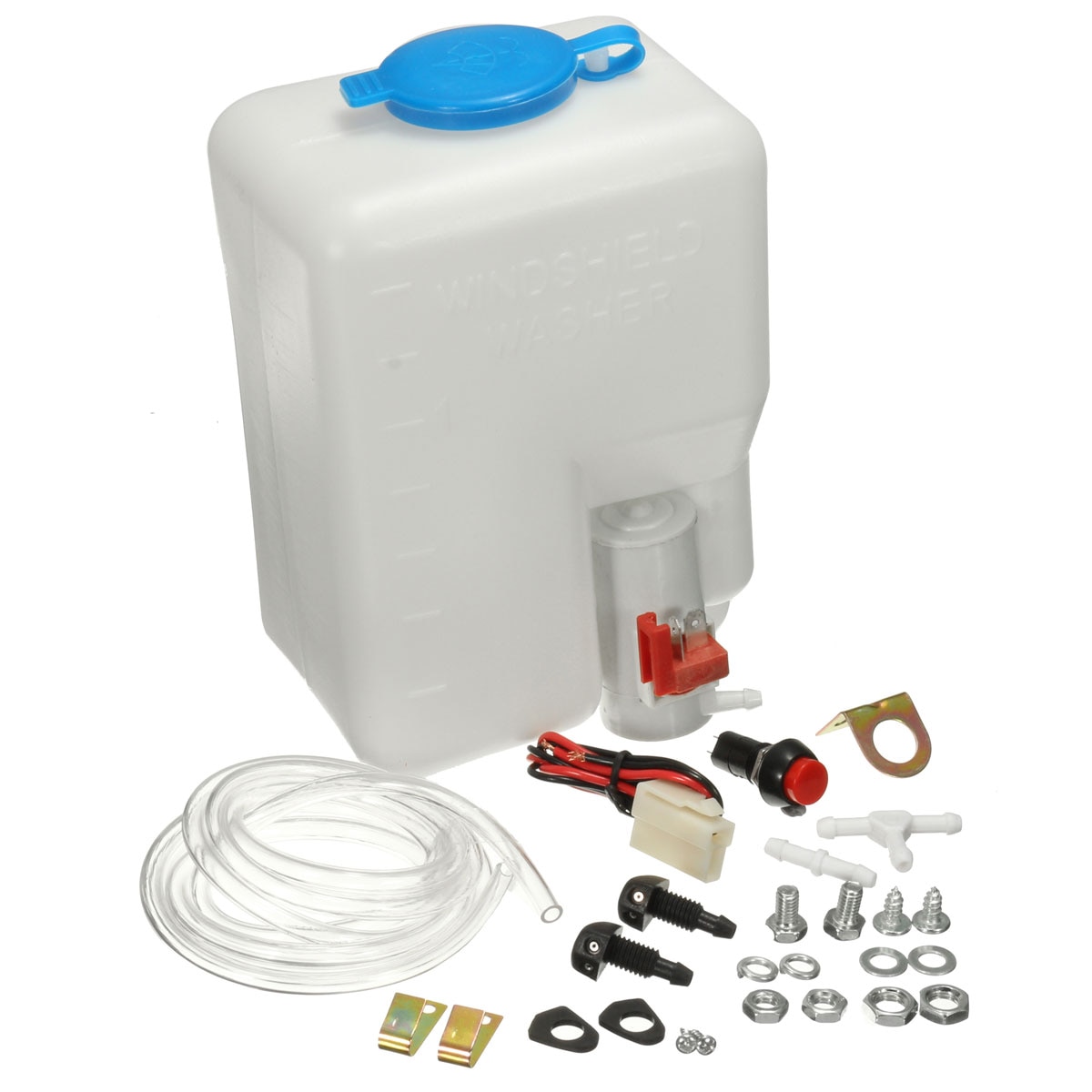 12V Universele Auto Ruitensproeiers Fles Kit Met Pomp Jet Knop Schakelaar Cleaning Tools 160186