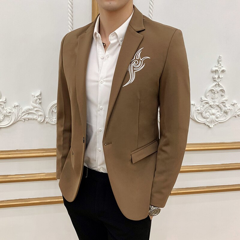 Borduren Mannen Blazer Trouwjurk Pak Jassen Casual Blazers Stage Party Kleding Slim Fit Pakken Jas