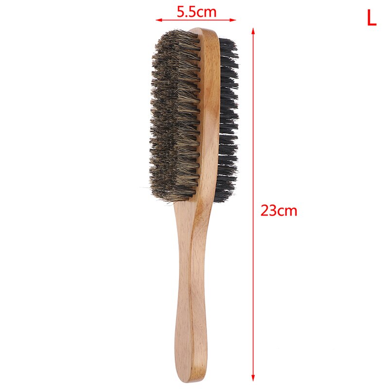 1PCS Men Boar Bristle Hair Brush Natural Wooden Wave Brush for Male Styling Beard Hairbrush for Short Long Thick Curly Wavy Hair: L