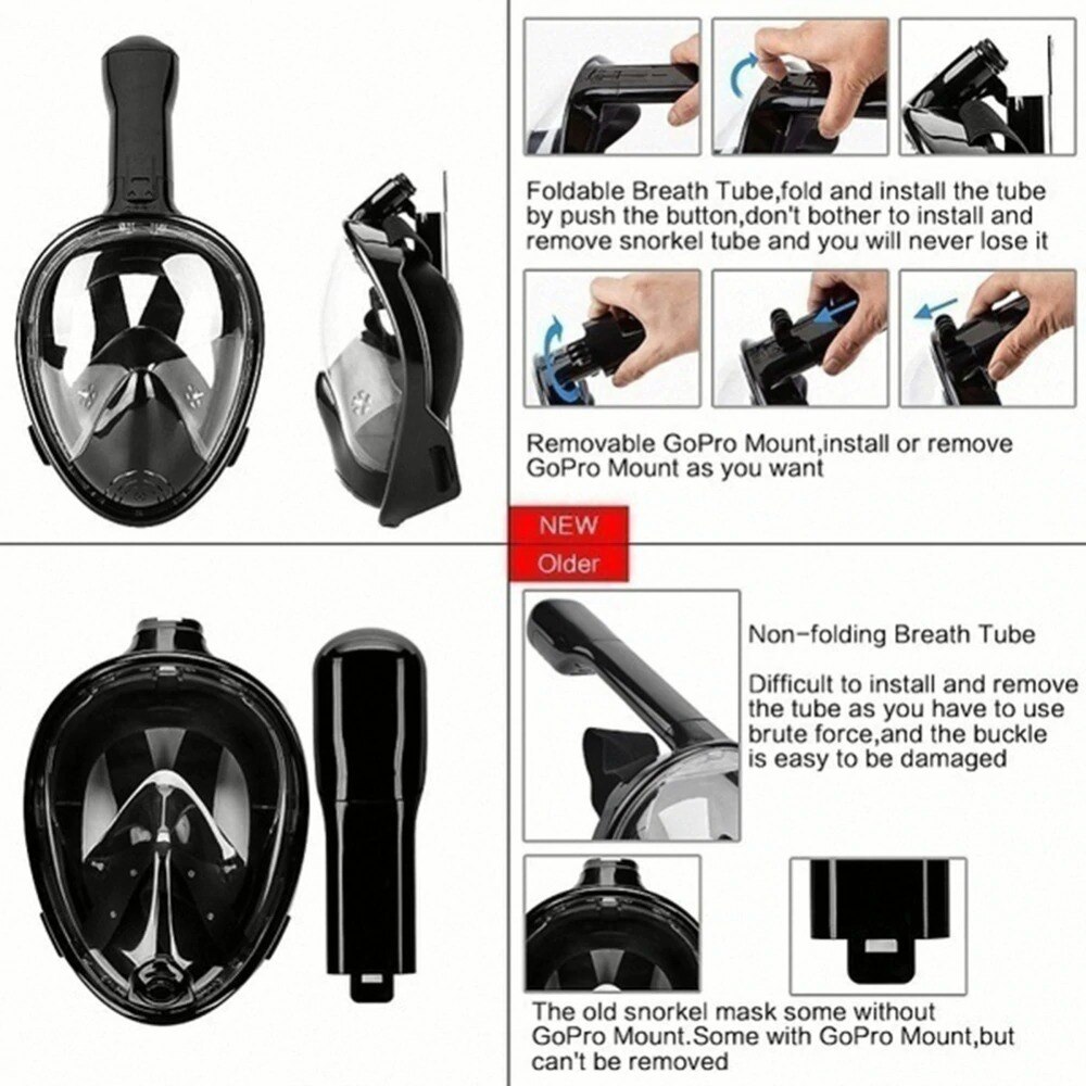 Scuba Diving Mask Full Face Snorkeling Mask Underwater Anti Fog Snorkeling Diving Mask For Swimming Spearfishing Dive