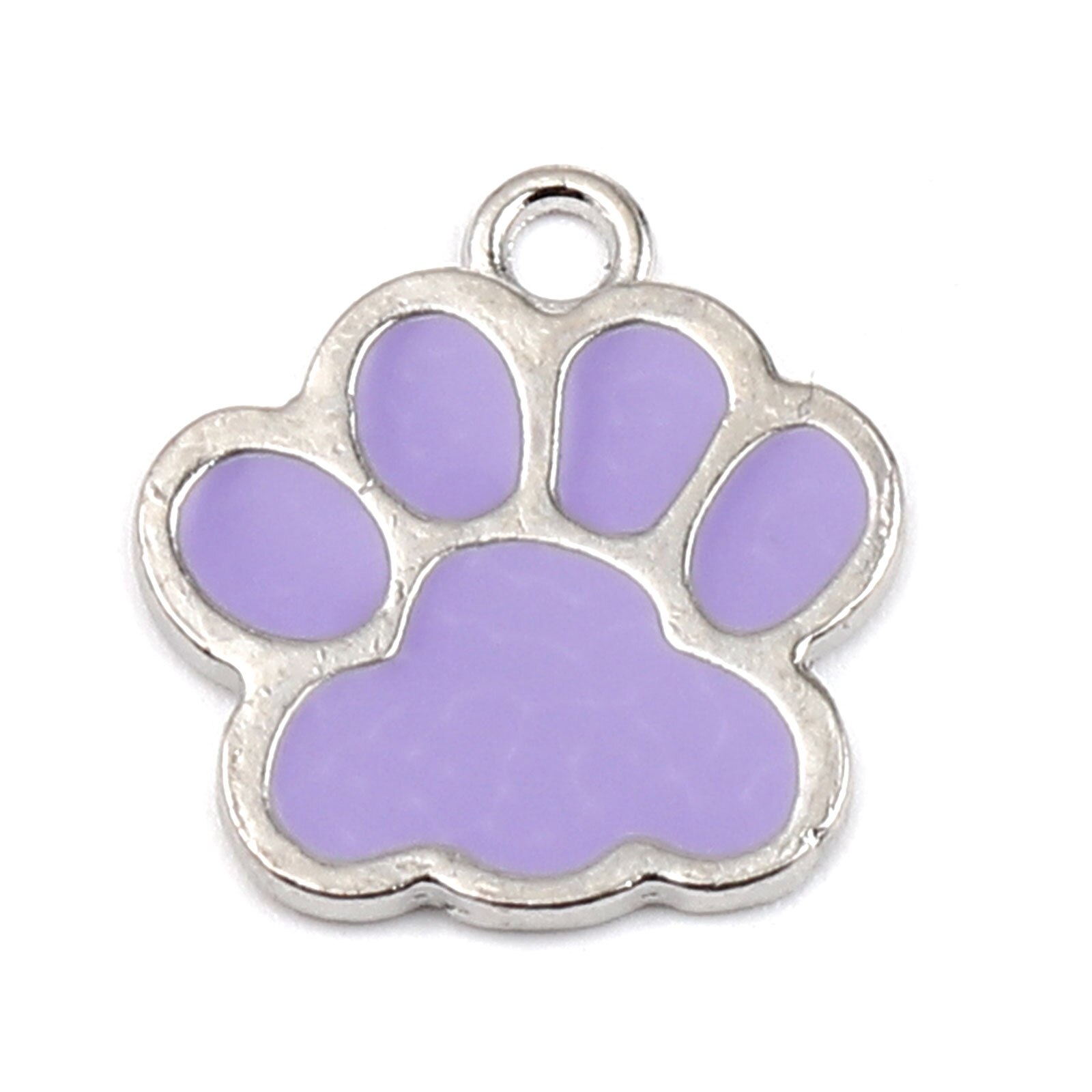 20PCs Animal Series Zinc Based Alloy Charms Pendant For Jewelry Making Paw Claw Silver Color Purple Enamel 17mm x 16mm