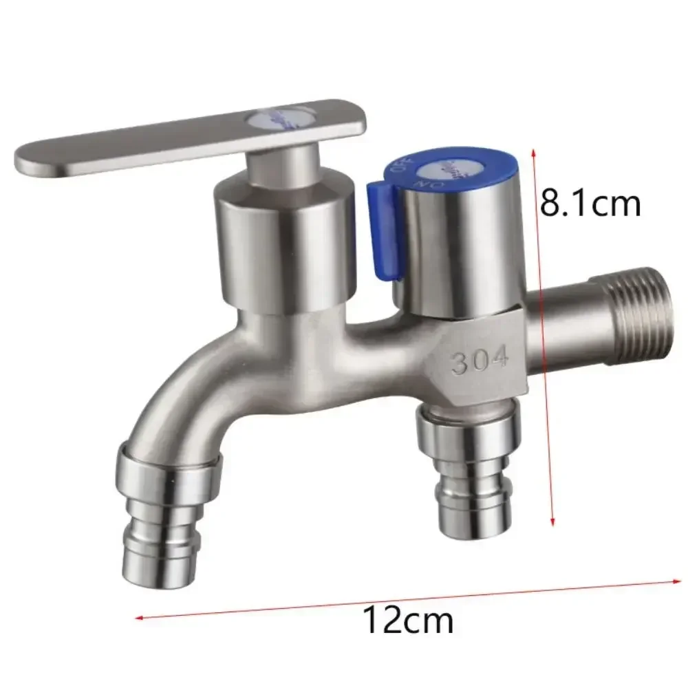 One-in-two-out Double Water Outlet Tap Dual-water Stainless Steel Mop Pool Faucet Water Switch Outdoor Garden Bibcock