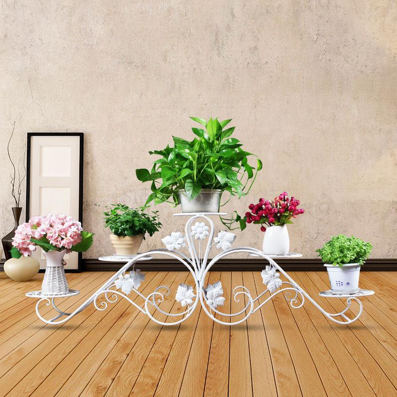Balcony indoor Nordic flower shelf wrought iron balcony multi-storey floor-mounted simple living room floor pot rack