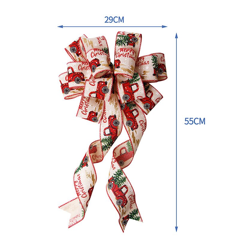 Kerstboomdecoratie accessoires rode grote strik dubbel linnen lint eland gouden kerststrik huisdecoratie strikken voor knutselen: 16