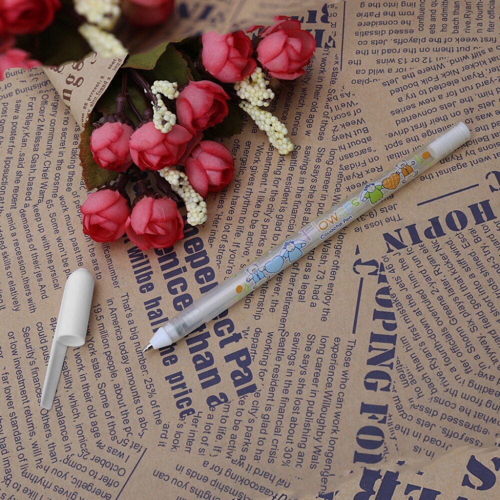 1PC Hottest White Hook Liner Pens Signature Marker Black Paper Highlighter Reviser 0.8mm