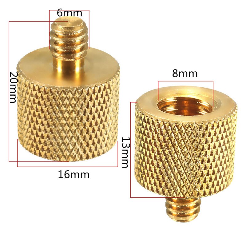 Gouden 3/8 inch Vrouwelijke 1/4 inch Mannelijk Statief Schroefdraad Reducer Adapter Messing Koper Voor Camera statief Diameter van schroef 1/4