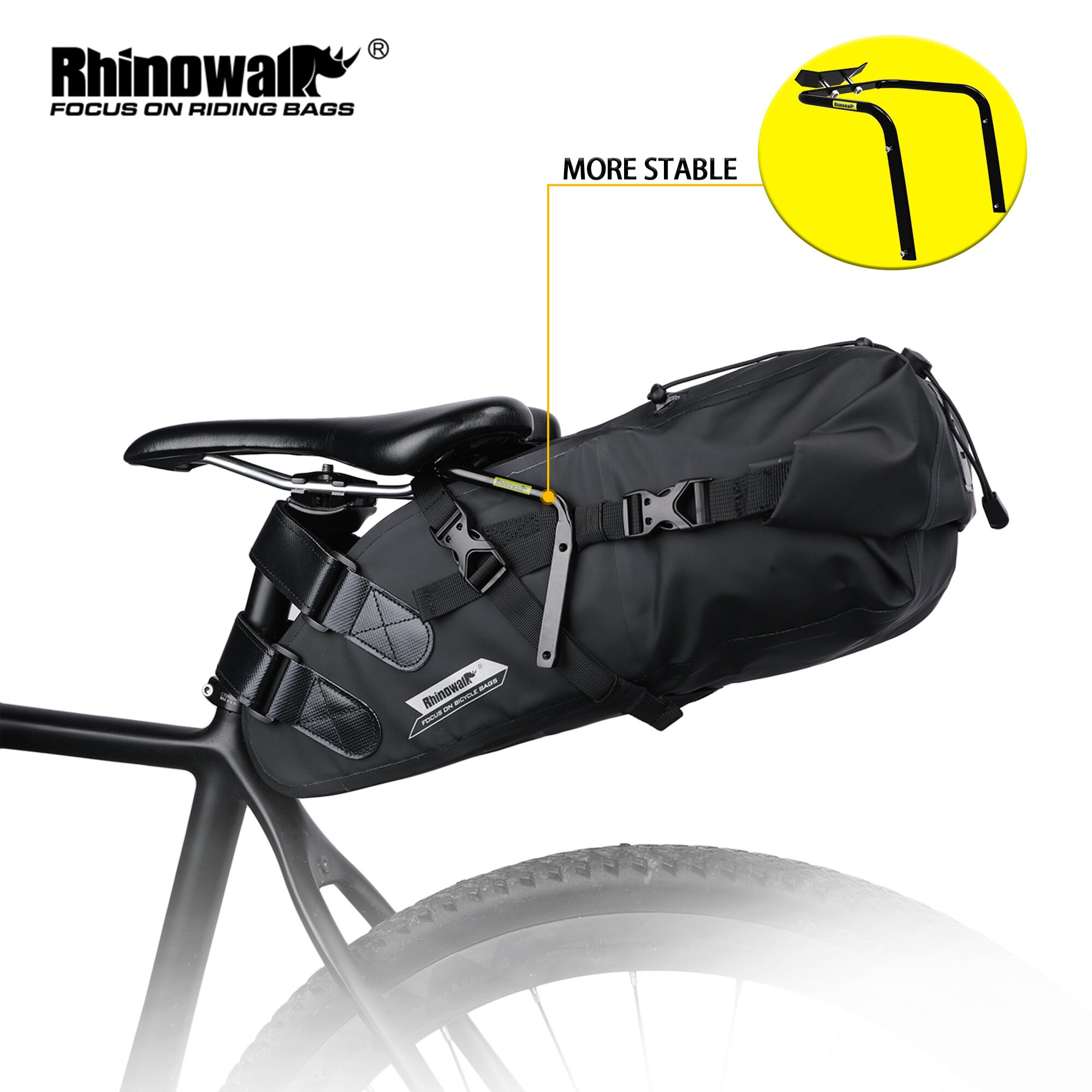 Rhinowalk sykkeltaske bagtail sete salveske brakett stativ 5l-13l bærbar brakett bagasjeholder sykkeltilbehør