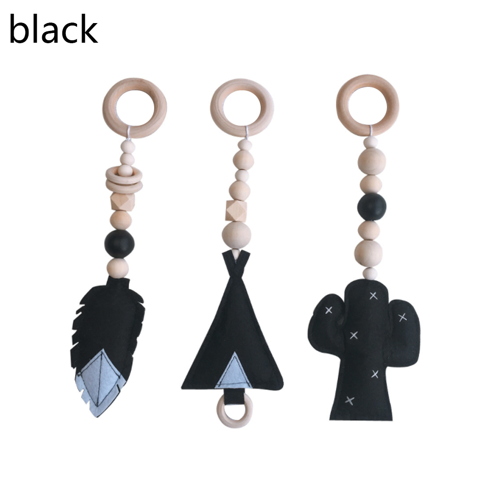 Jouet de gymnastique nordique pour bébés | Jouet avec anneau, cadre en bois, porte-vêtements, , décor pour chambre d'enfants A10: A-Black Toys