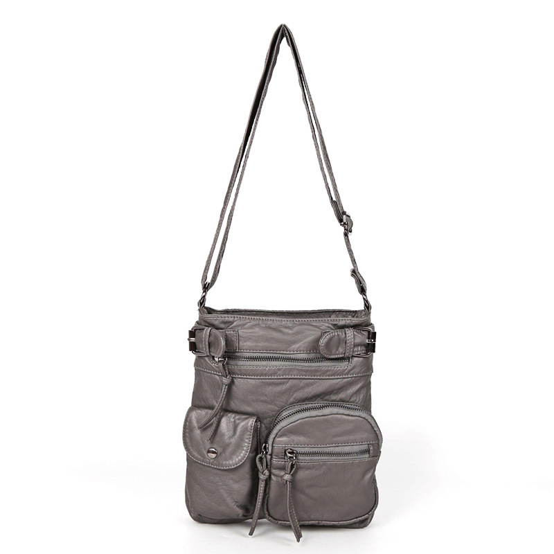 Petits sacs Messenger délavés pour femmes | Sac à bandoulière très doux, sac Vintage en cuir PU de bonne: Gris
