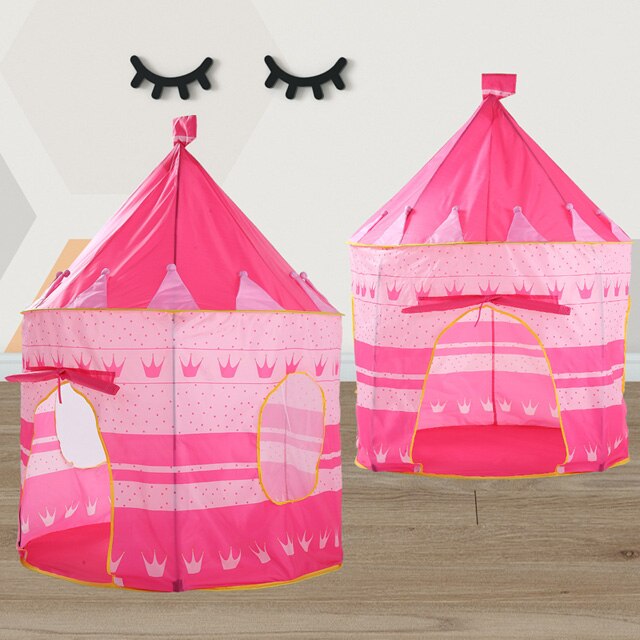 Portable Castle Kids Play Tent Indoor Outdoor Kids Toys Ball House Baby Play House Hut Foldable Waterproof Cloth Baby Game Tent: Powder Crown