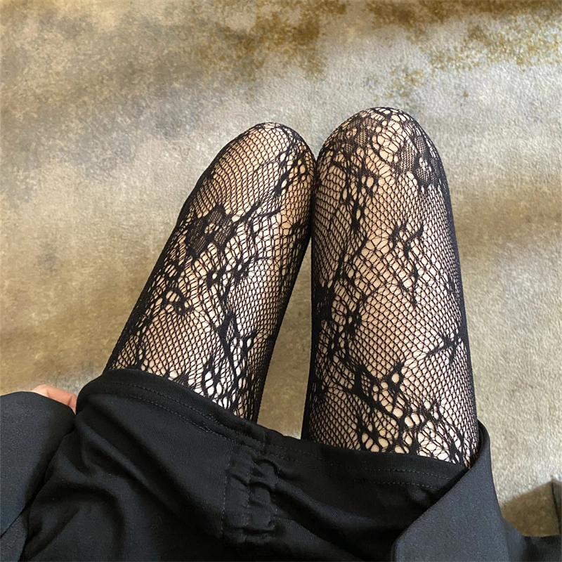 Medias sexis de ratán para mujer, medias de flores antienganches para y Club, Medias de red de pescado, pantimedias de encaje de malla de rejilla
