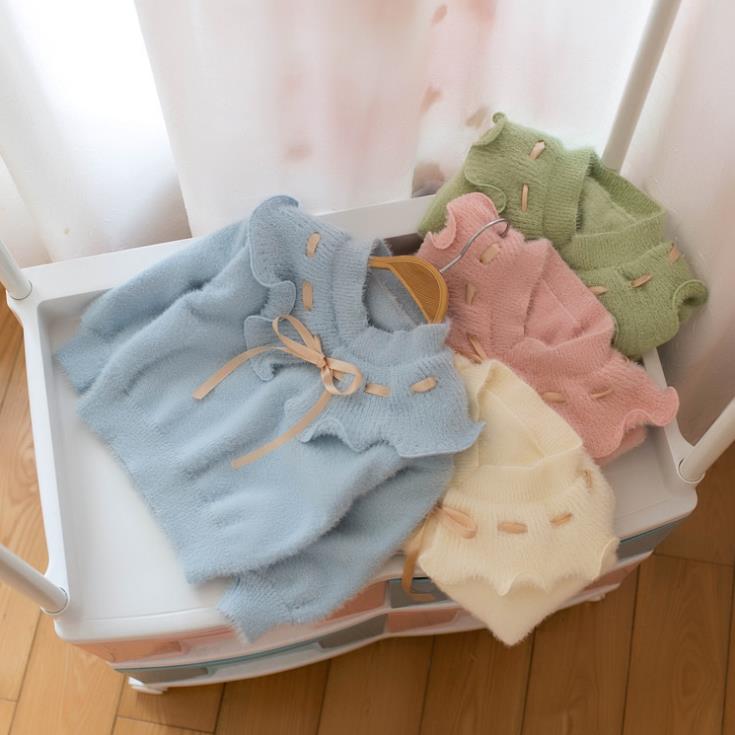 Høst vinter genser klær til jente blomst søt strikk slitasje langermet prinsesse genser barn barn yttertøy jenter strikketøy