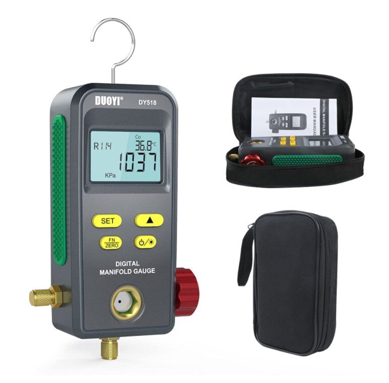 Digital Air Conditioner Manifold Gauge Refrigeration Pressure Gauge Maintenance Pressure Gauge HVAC Temperature Tester Car