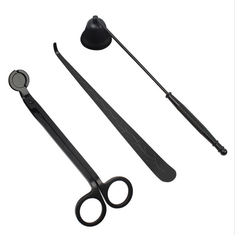 1/3 Uds. Tijeras recortadoras de mechas para velas, ganchos para extintor, juego de accesorios para velas, herramienta para velas para el cuidado del hogar, portátil de acero inoxidable: Gris claro