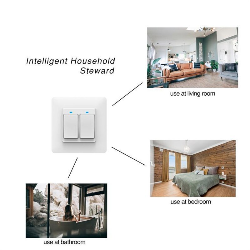 Interruptor de luz de casa inteligente con WiFi, pulsador, aplicación remota, funciona con Alexa, Google Home, Control por voz, enchufe europeo