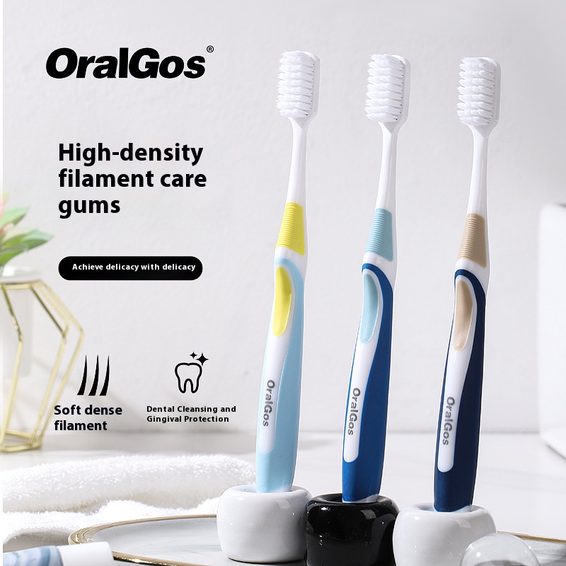 Cepillo de dientes de cerdas suaves de alta gama de lujo de británica de 3 piezas para uso en adultos, con alambre de plata fino para cuidar las encías,