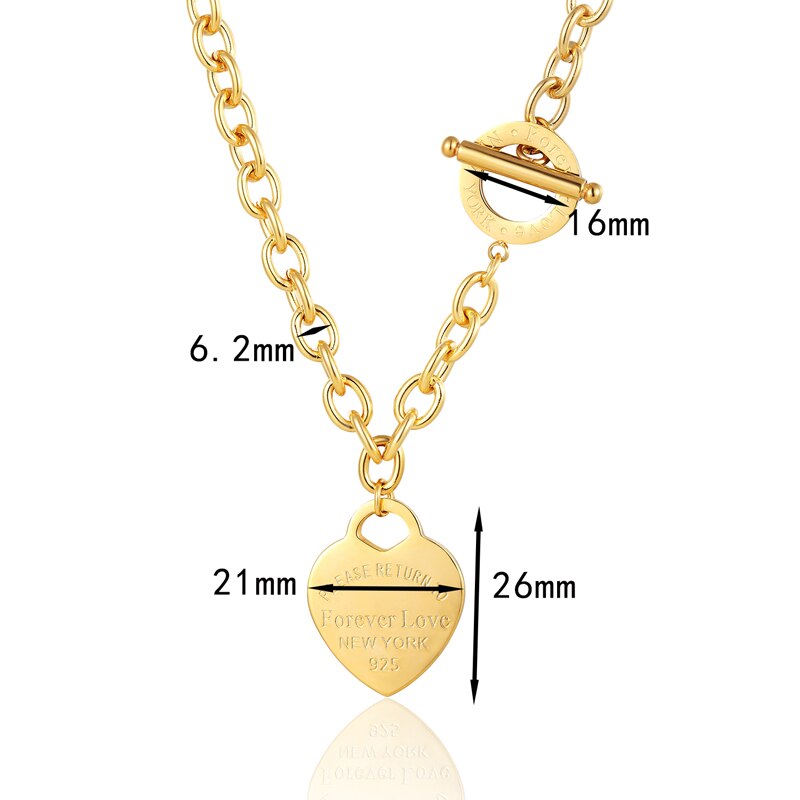 Collier avec pendentif en cœur pour femmes, collier de de luxe, couleur or argent, bijoux de mariage, de noël