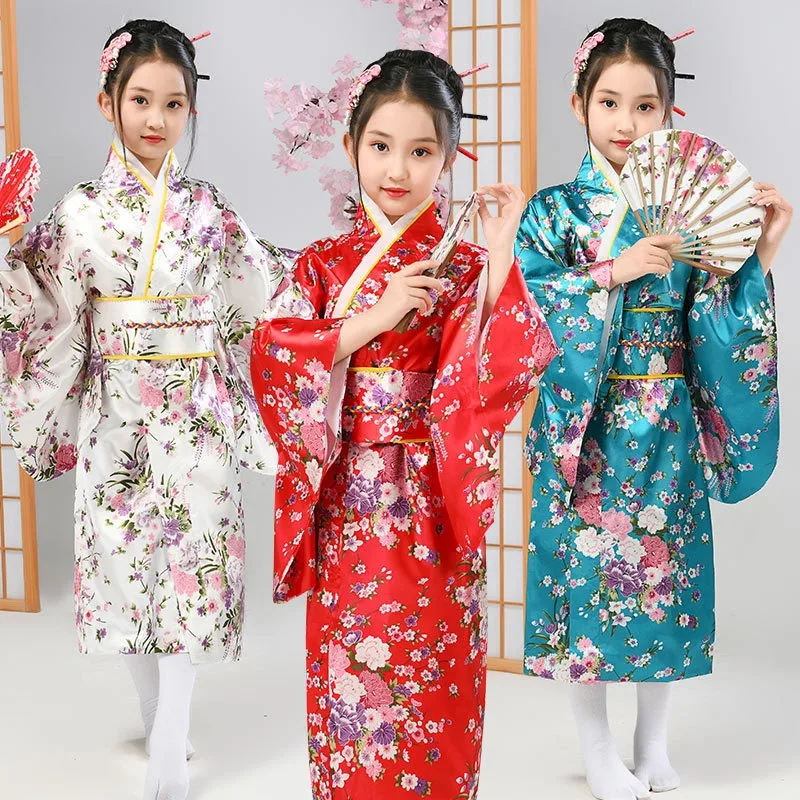 Bedruckte Bademantel Nachthemd Schüler Leistung Kinder Kimono traditionelles Kostüm weibliche Rollenspiel Leistung