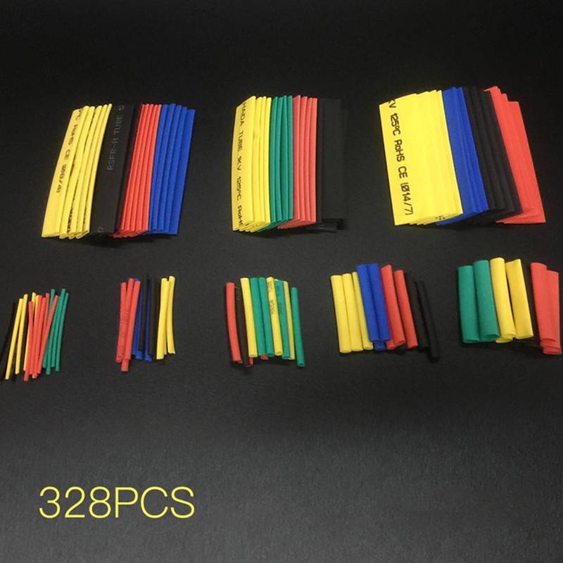 328Pcs Auto Diverse Elektrische Kabel Krimpkous Kabel Mouw Krimp Sleeve Bescherming Isolatie Automobiel Thermische C6N3