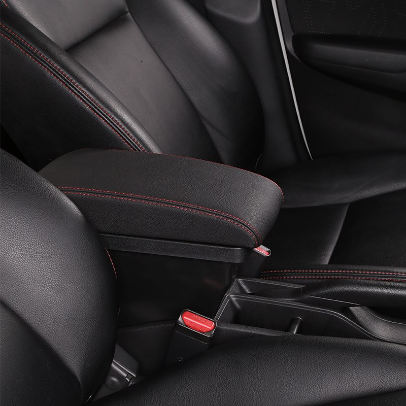 Para caja de reposabrazos KIA Rio/rio 3 + caja de contenido de la tienda central 3USB con el soporte de la taza productos interior del coche -accesorio de estilo: Black Red