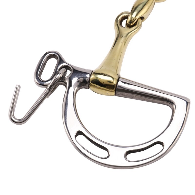 2 pièces cheval bouche Bit acier inoxydable cheval Bit bouche avec crochet et chaîne binoculaire cheval Equipment-127Mm & 135Mm