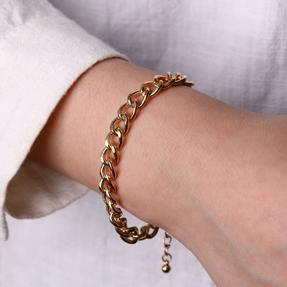 IPARAM Punk Minimalist Twist Chain Miami Bracelet Hip Hop Rock Metal Chain Men's Women's Bracelet Jewelry