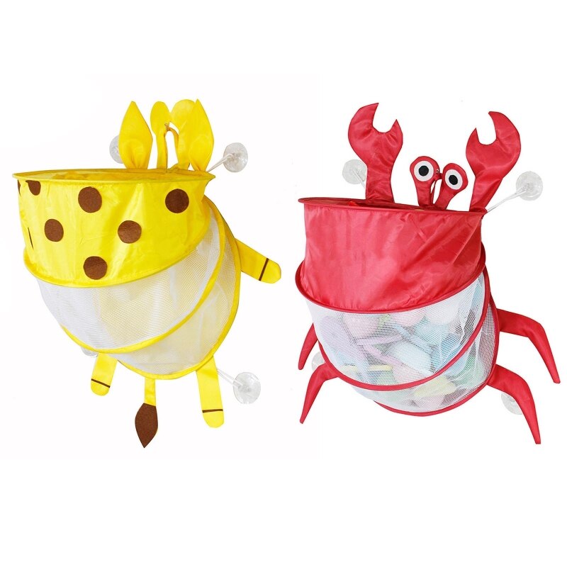Baby Bad Speelgoed Opslag Organiser Met Adhesive Haken Voor Opknoping Opvouwbare Krab Tassen Hoge Grade Plastic Gemaakt Pasen