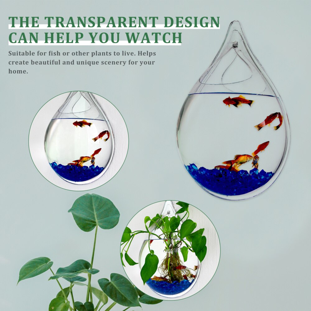 1Pc Water Shaped Fish Tank Hanging Fish Tank for Home Transparent