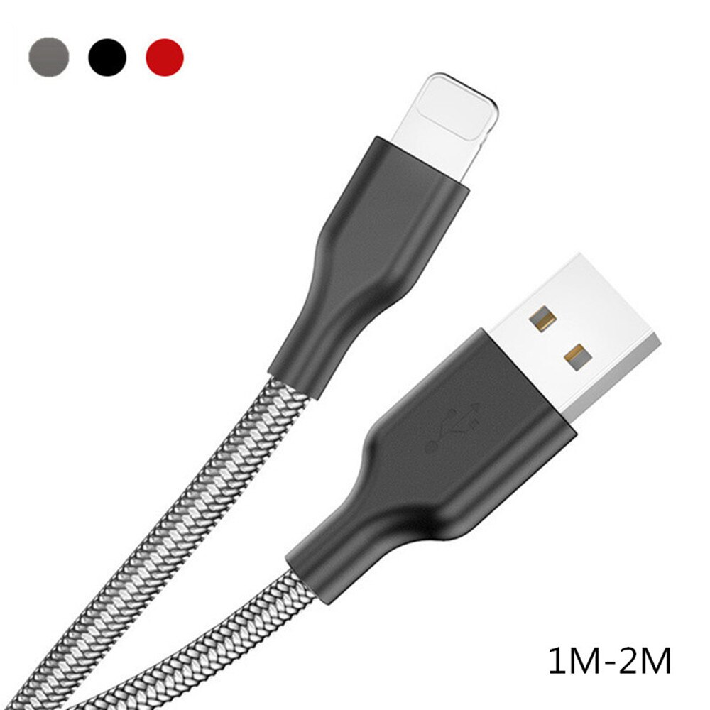 1m 2m Data USB Charger Cable - For iPhone Xs Max XR X 10 5s iPad Nylon Fast Charging Origin Long Wire Cord