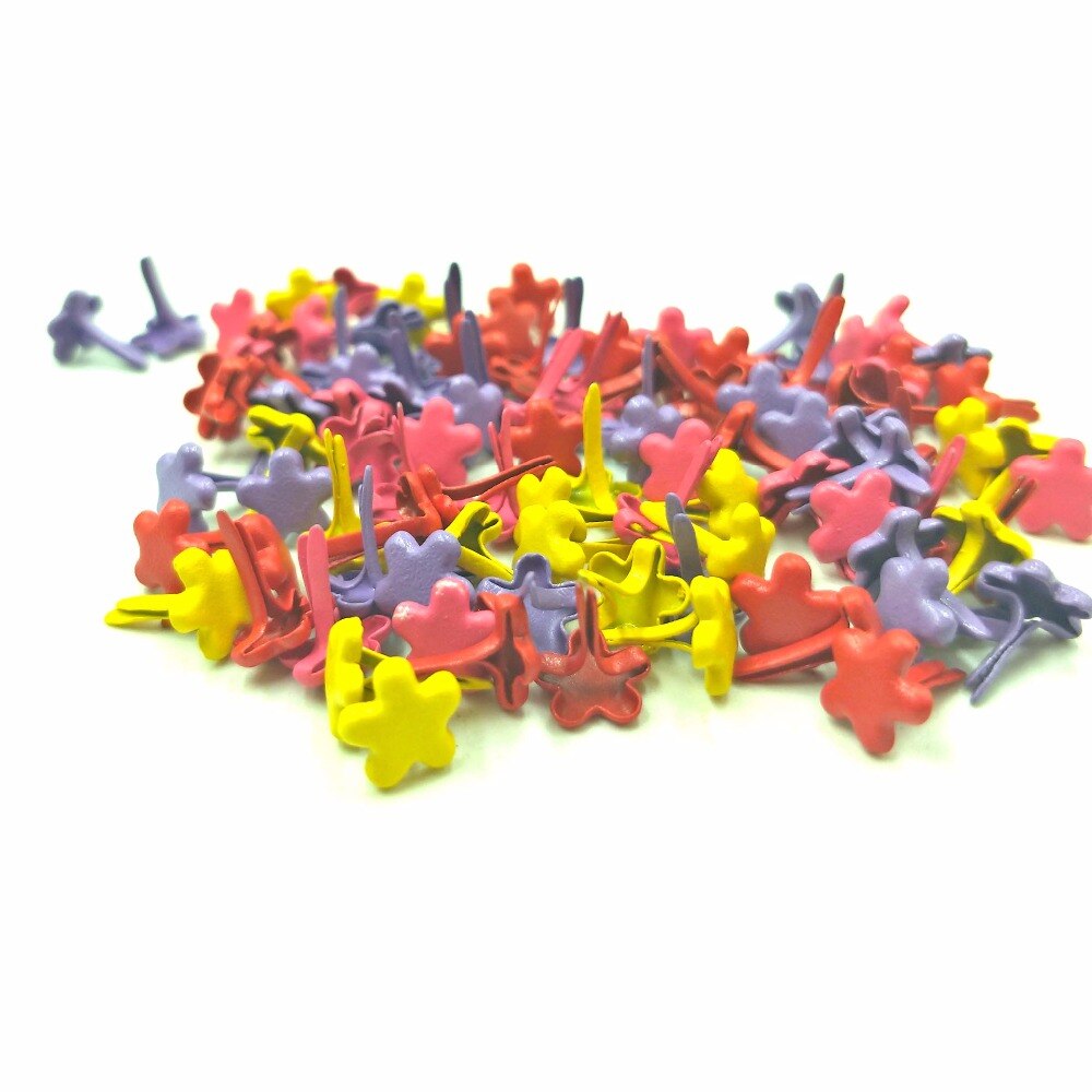 100Pcs 7mm Mixed Color Flower Scrapbook Plum Flower Metal Brads For Kids Diy Photo Album Handmade Paper Embellishments