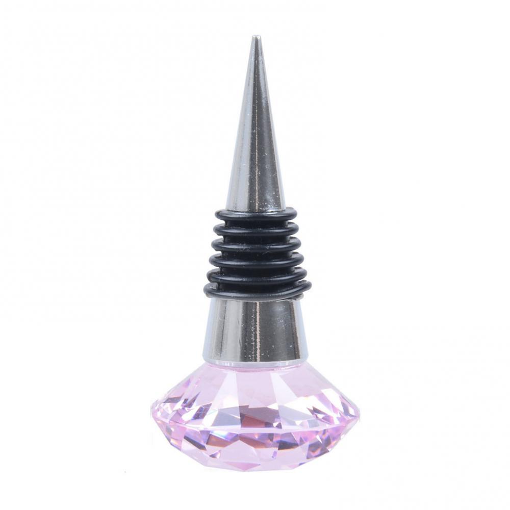 Herbruikbare Lekvrij Wijn Stop Kurk Plug Silicone Crystal Metalen Fles Sealer Plug: Roze