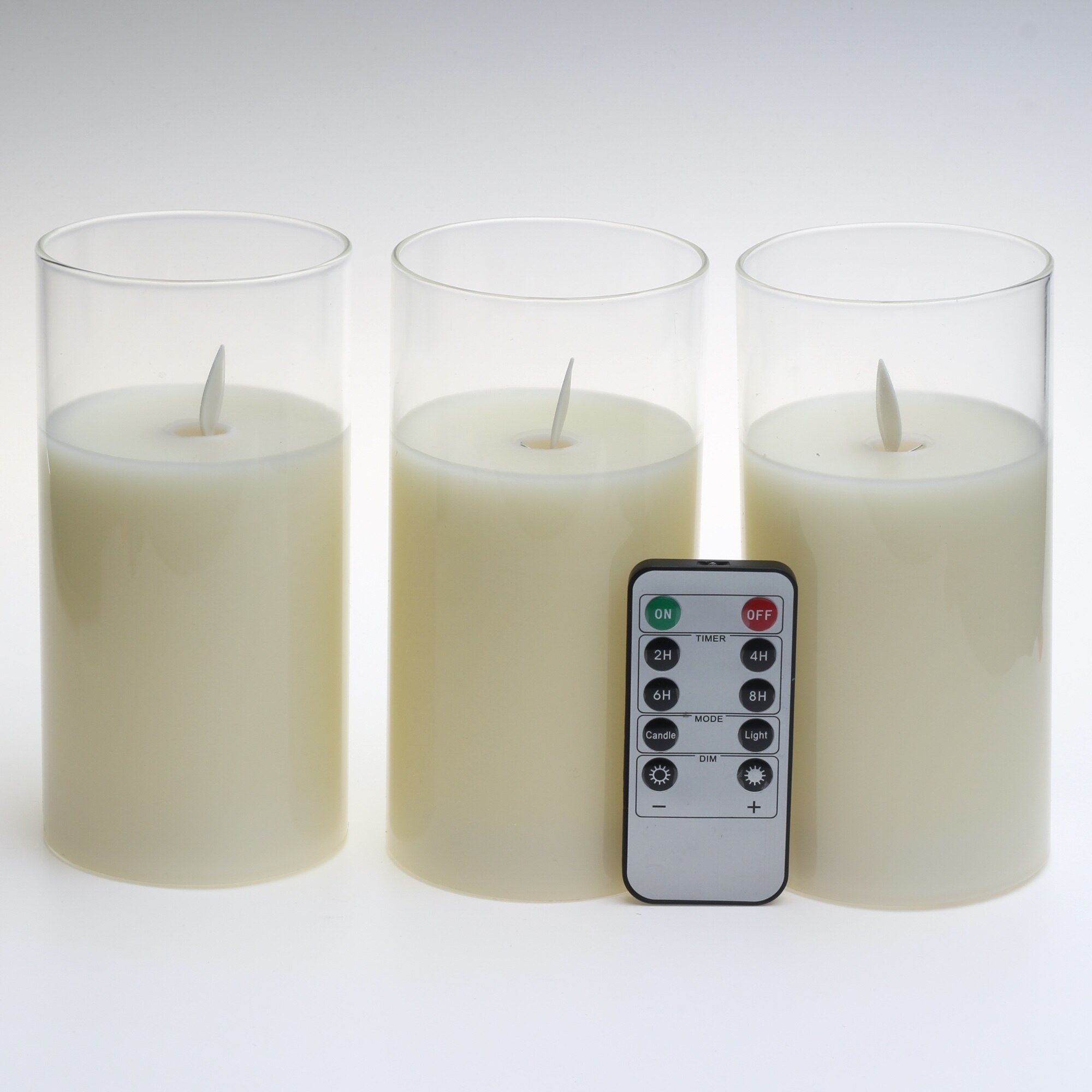 Flammenlose Kerzen Glas Echt Wachs Säulen &Ampere; ziehen um Flamme Docht LED Kerzen und 10-Schlüssel Fernbedienung mit Timer, batterie Betrieben