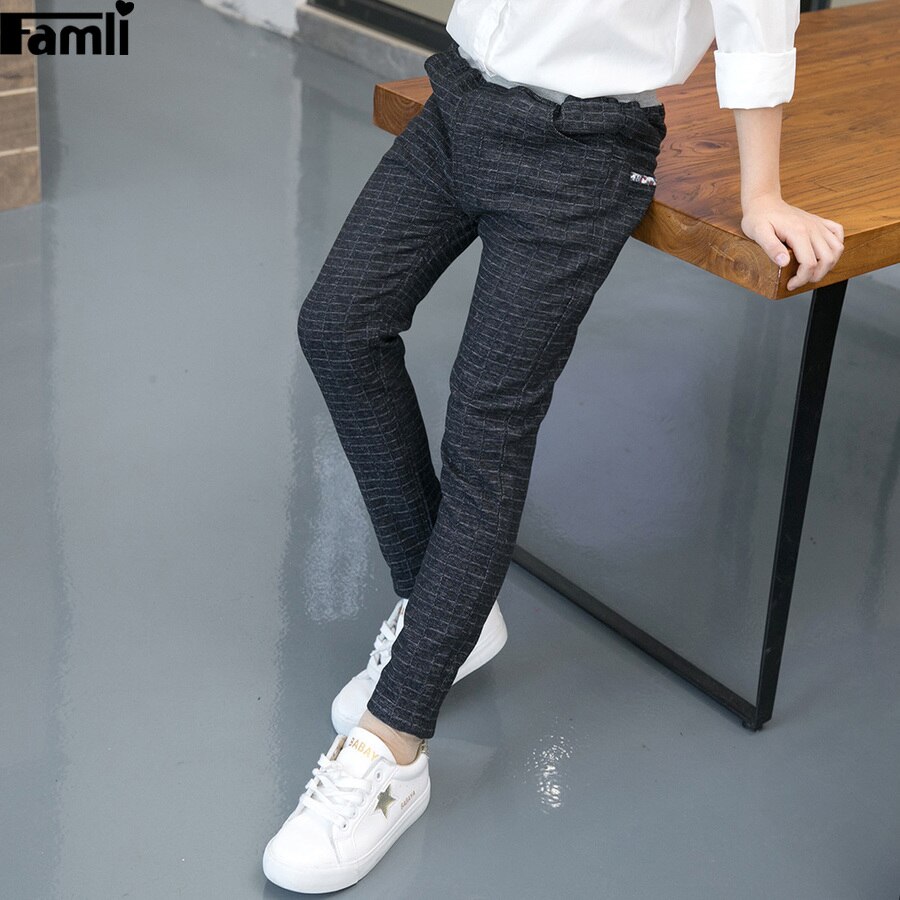 Pants for Boys Casual Trousers Boy Plaid School Pants Elastic Waist Children Full Length Trousers Big Boys Leggings