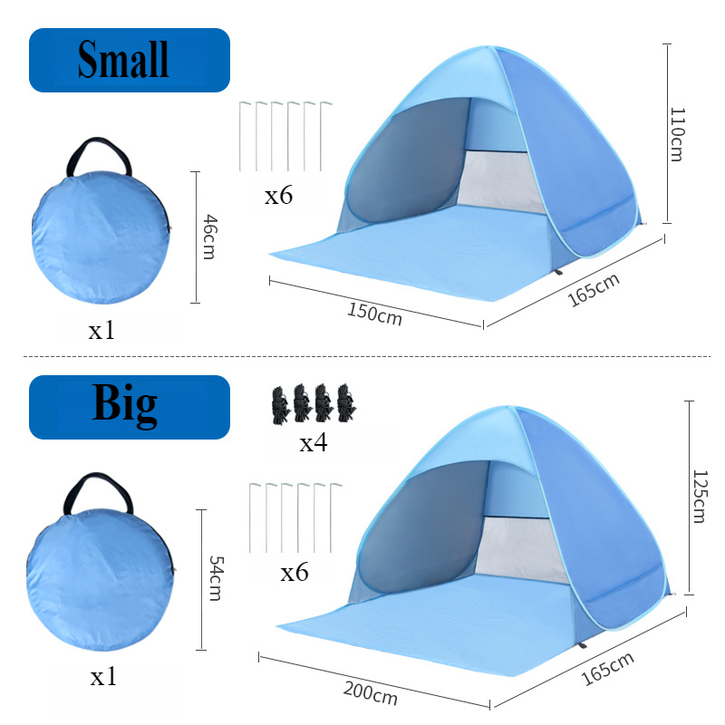 draussen-Campingzelt, automatisch schnell zu öffnendes faltbares Strandzelt, Sonnenschutz, Sonnenschutz und regensicheres Zelt, praktisch schön