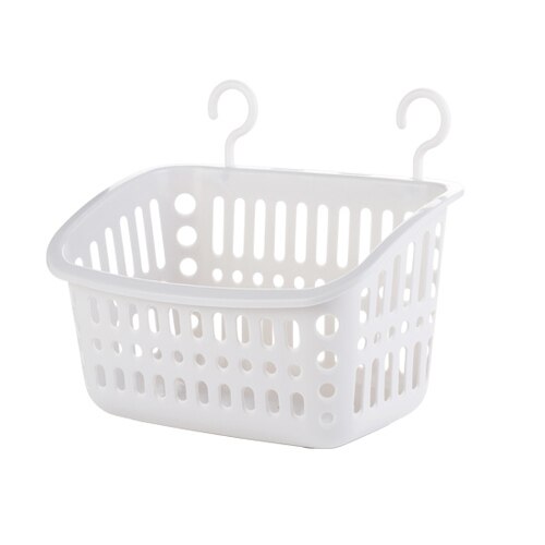 Wall-mounted storage basket plastic double hook kitchen snack basket bathroom shower storage basket WF9104058: L