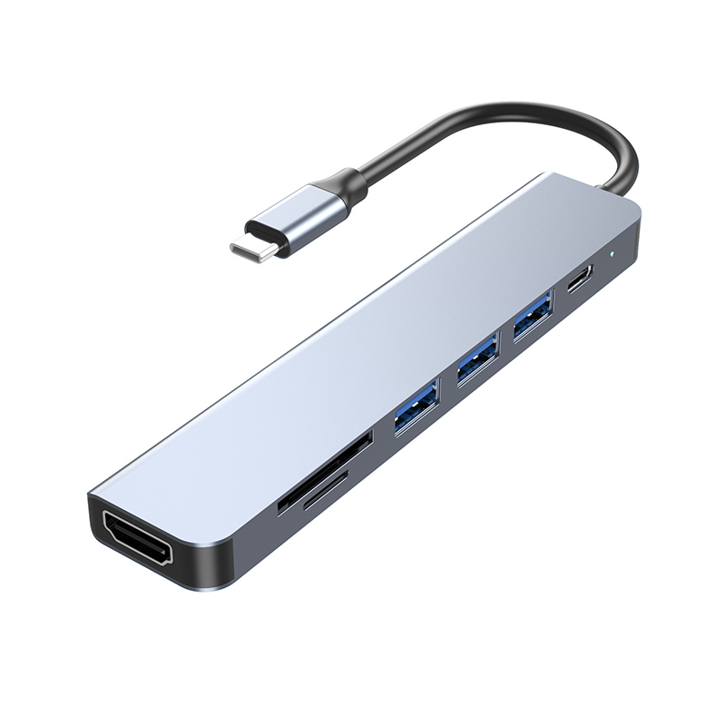 7 portów z HDMI na HUB typu C HDTV 4K30hZ Projekcyjny adapter wyświetlacza PD 100W Stacja dokująca USB3.0 2.0 Czytnik kart SD TF: Default Title