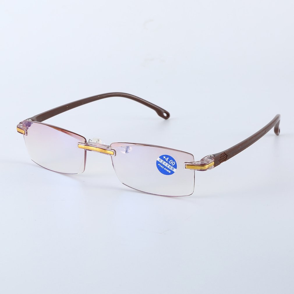 Rimless Diamond-cut Reading Glasses Anti-blue Light and Blue Film Integrated for Women Men +1---+4 Full Degree