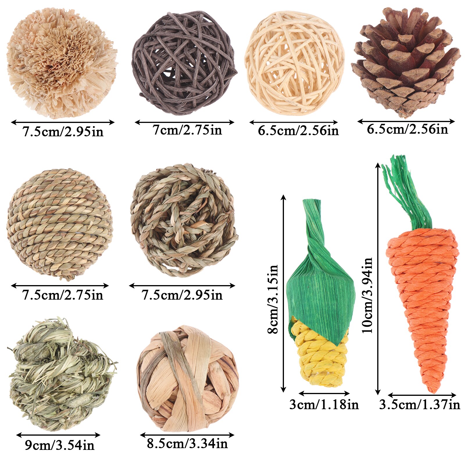 10 Pieces Rabbit Chew Toys, Bunny Tooth Chew Toys, Small Animals Play Bal