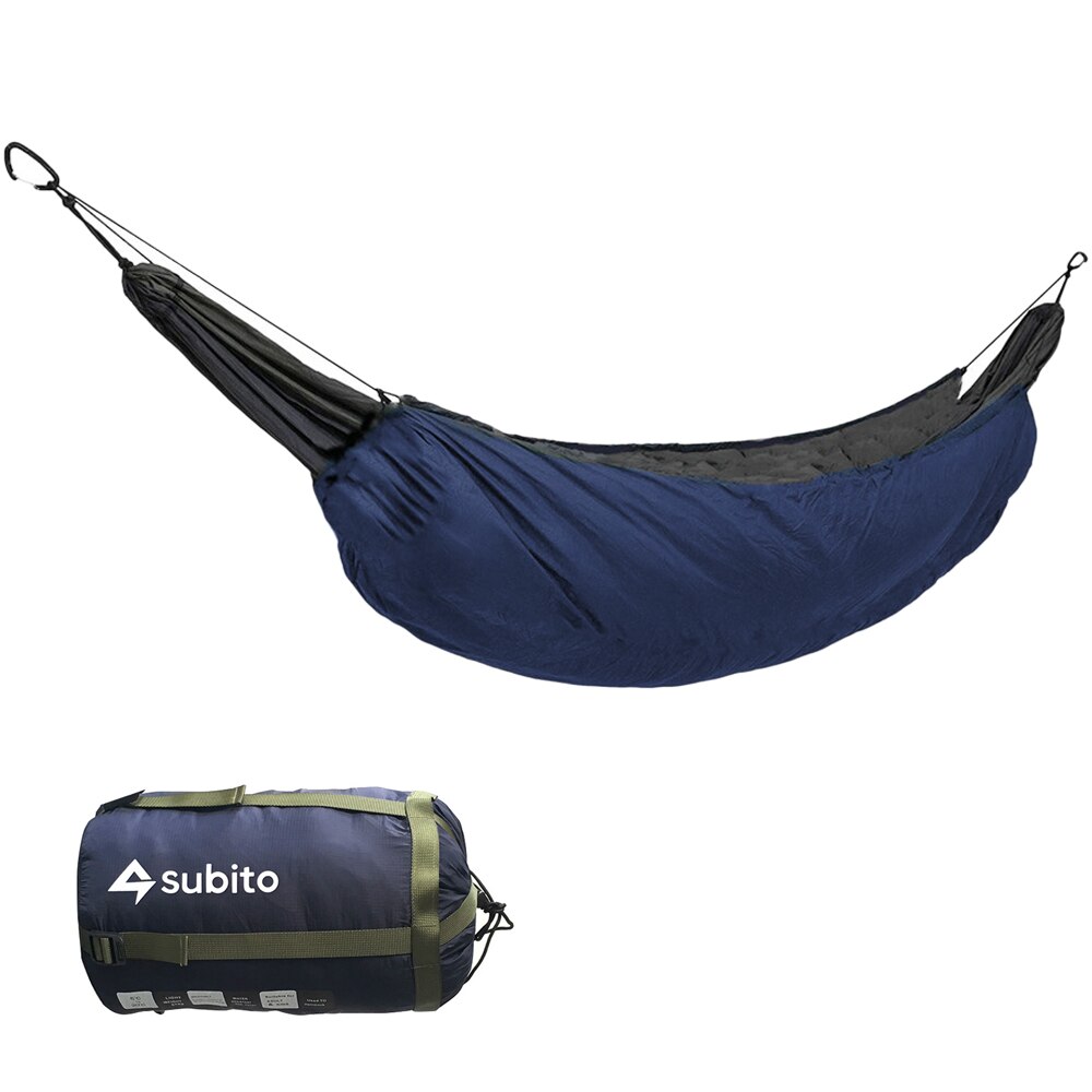 Bærbar hængekøje underquilt hængekøje termisk under tæppe hængekøje isoleringstilbehør outddor camping sovepose til camping: Mørkeblå