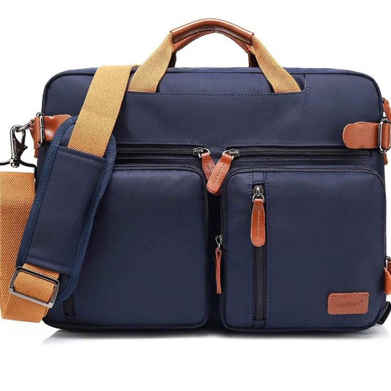 15 inch omvormbare aktetas heren zakelijke handtas messenger bag casual laptop multifunctionele reistassen voor mannen groot: Blauw