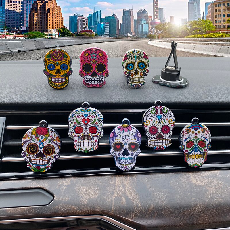 Car Air Freshener Clip - Skull Design - 3x4cm - Acrylic Acid & Iron Alloy - LuckyAroma