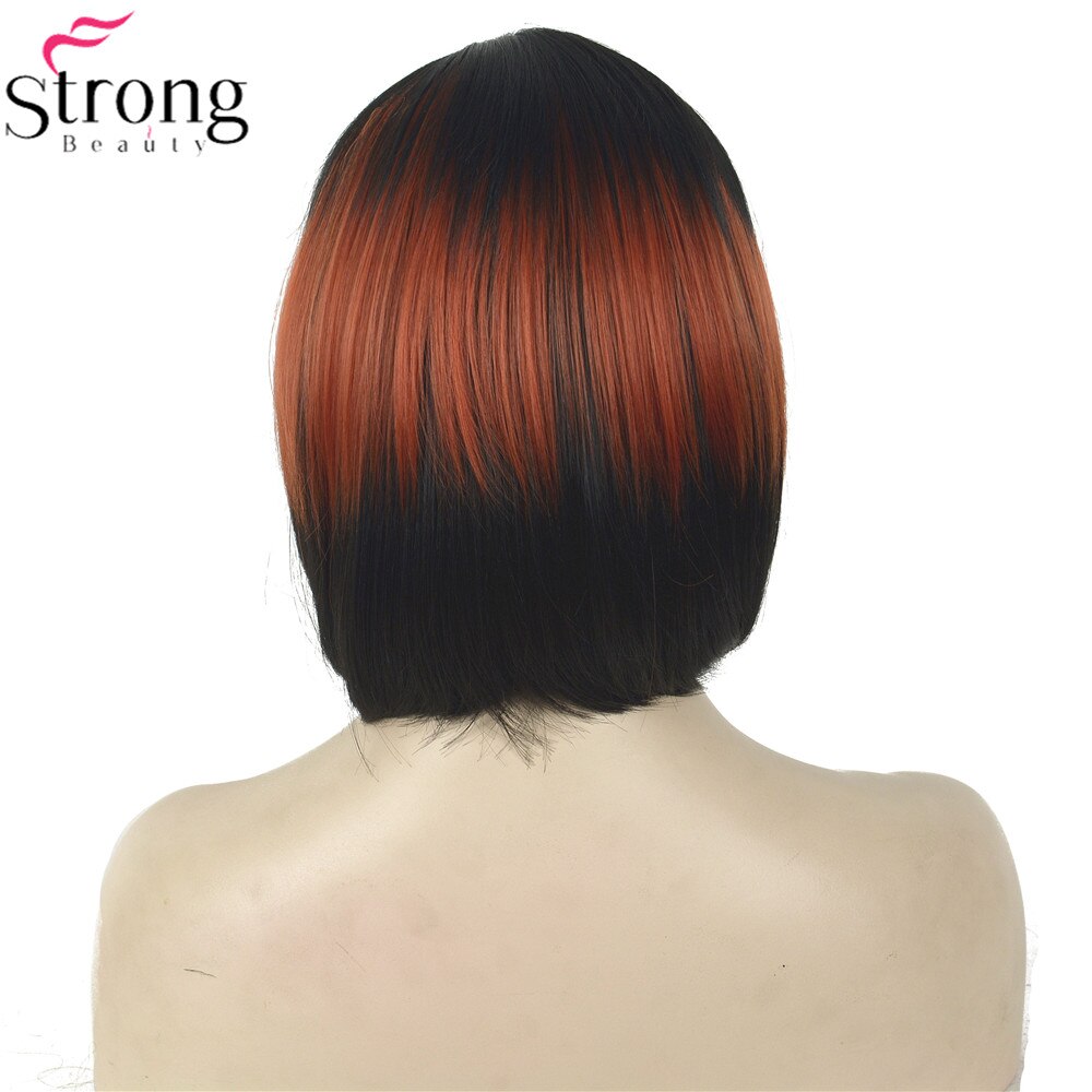 StrongBeauty Cosplay Pruik Rood/Zwart Mix Nette Bang Bob Haircut vrouwen Synthetische Pruik