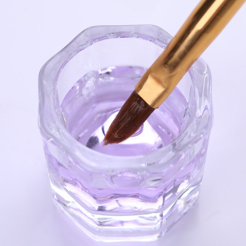 1Pc Glas Nail Cup Crystal Nail Acryl Container Voor Acryl Nagels Dappenglaasje Kom Bekerhouder Manicure Nail Art gereedschap