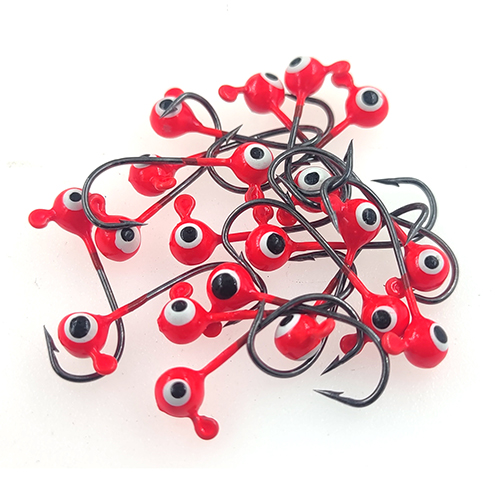 INFOF – hameçon de jighead de pêche, hameçon de ver, 2 yeux, 1 couleur, 1g, 20 pièces: Red