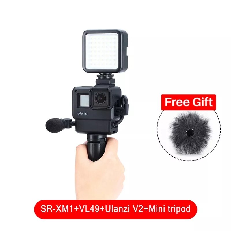 Saramonic SR-XM1 3.5mm Wireless Microphone GoPro Vlog Video Mic for Gopro 8 Max 7 6 TRS Plug Action Camera DSLR Sony RX100 VII: With V2 Light Tripod