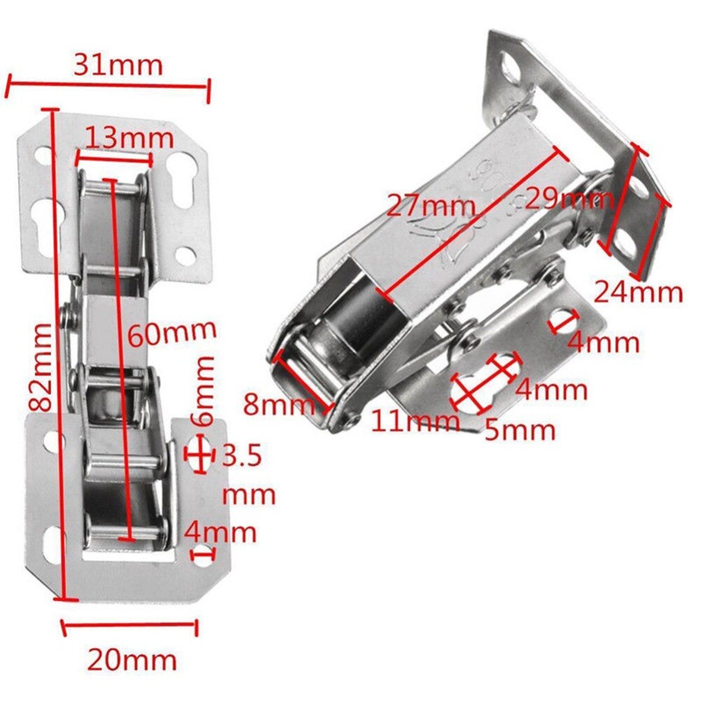 Practical 90 Degree Cabinet Hinges 3 Inch No-Drilling Hole Bridge Shaped Spring Hinge Cupboard Door Hardware With Screw#288741