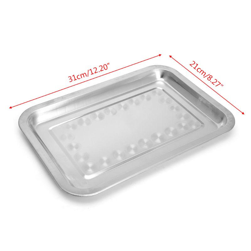 Roestvrij Staal Rechthoekige Plaat Barbecue Gegrilde Vis Lade Bbq Voedsel Container