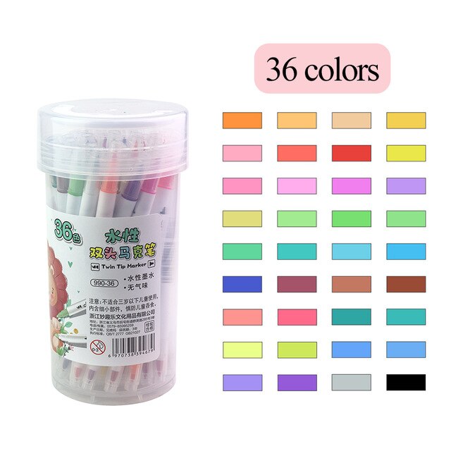 48/60/72/80/100/120 kolory profesjonalne podwójne głowy pędzle do akwareli Pen Art markery rysunek szkic Manga miękka szczotka Marker: 990-36colors