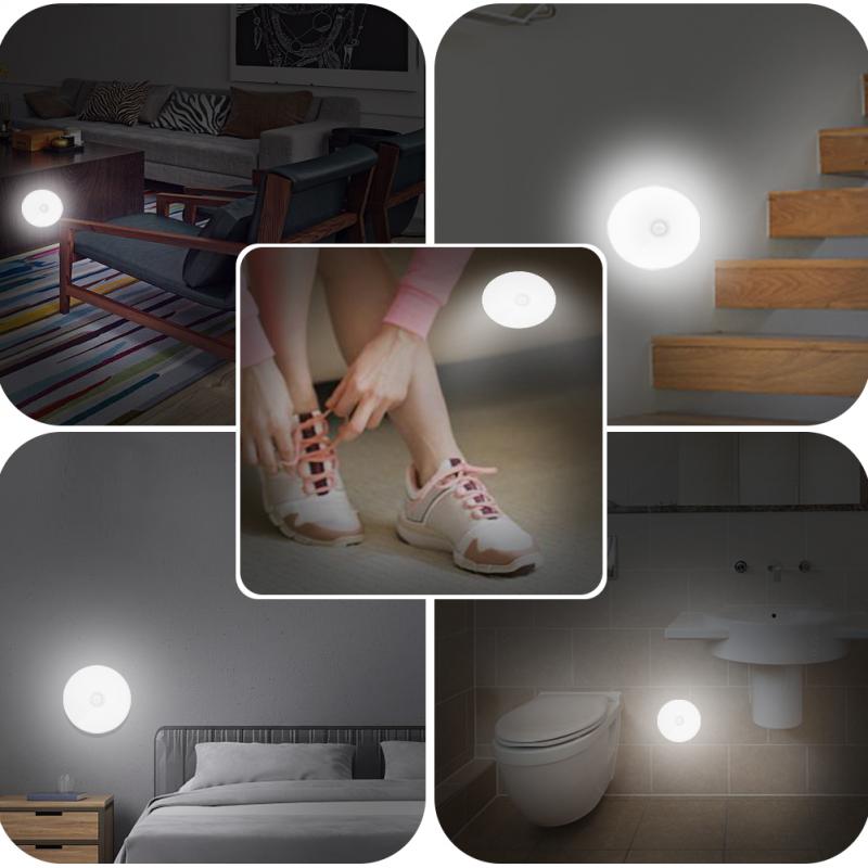 DÉTECTEUR DE MOUVEMENT LED Veilleuse USB Rechargeable CHAMBRE Mur Lampe Escalier Intelligent Corps Capteur De Lumière Lampe À Économie D'énergie