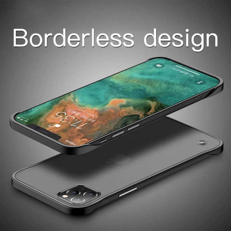 Slanke frameloze telefoonhoes voor iPhone 16 15 14 13 12 11 Pro XS Max XR X 8 7 Plus SE 2022 TPU Rand mat plastic achterkant